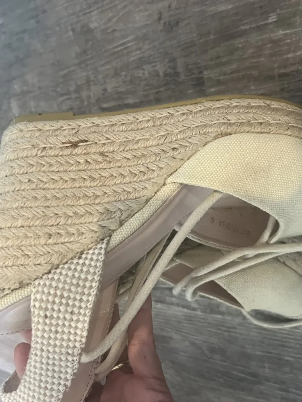 ASOS Size 8 Ivory Canvas Lace-Up Espadrille Platform Wedges